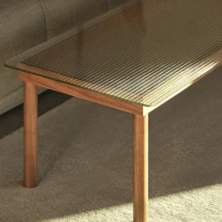 Table basse Kofi Noyer Massif u0026 Verre Clair - l 60 x L 60 x h 36 cm