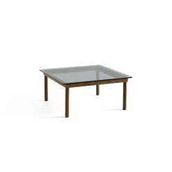 Table basse Kofi Noyer Massif u0026 Verre Teinté Gris - l 80 x L 80 x h 36 cm