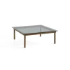 Table basse Kofi Noyer Massif u0026 Verre Teinté Gris - l 100 x L 100 x h 36 cm