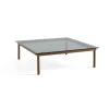 Table basse Kofi Noyer Massif u0026 Verre Teinté Gris - l 120 x L 120 x h 36 cm