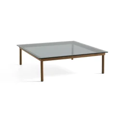 Table basse Kofi Noyer Massif u0026 Verre Teinté Gris - l 120 x L 120 x h 36 cm