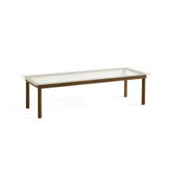 Table basse Kofi Noyer Massif u0026 Verre Roseau Transparent - l 140 x L 50 x h 36 cm