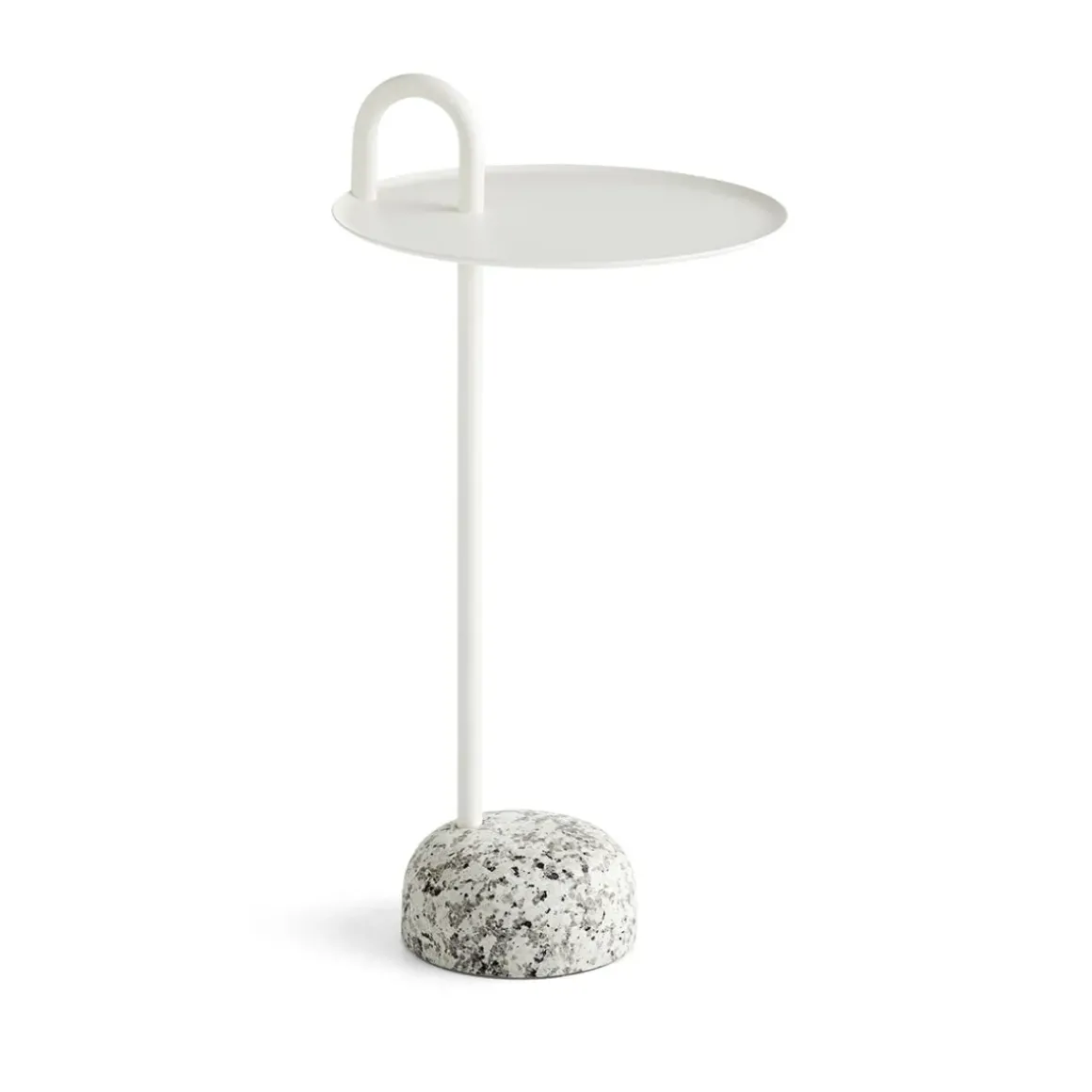 Table d'appoint Bowler en acier et granit - Blanc crème