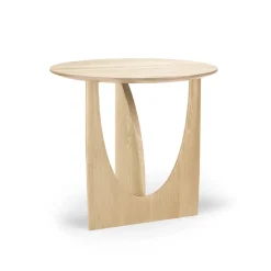 Table d'appoint Geometric chêne verni - Ø 51 x h 50 cm