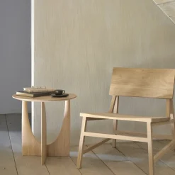Table d'appoint Geometric chêne verni - Ø 51 x h 50 cm