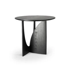 Table d'appoint Geometric en chêne noir verni - Ø 51 x h 50 cm