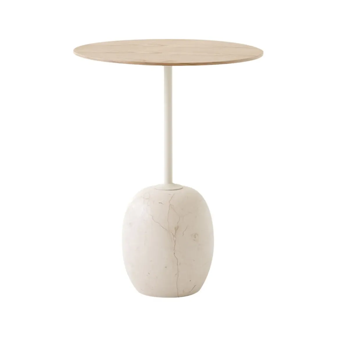 Table d'appoint Lato LN8 Chêne / Marbre Crema Diva - Ø 40 cm