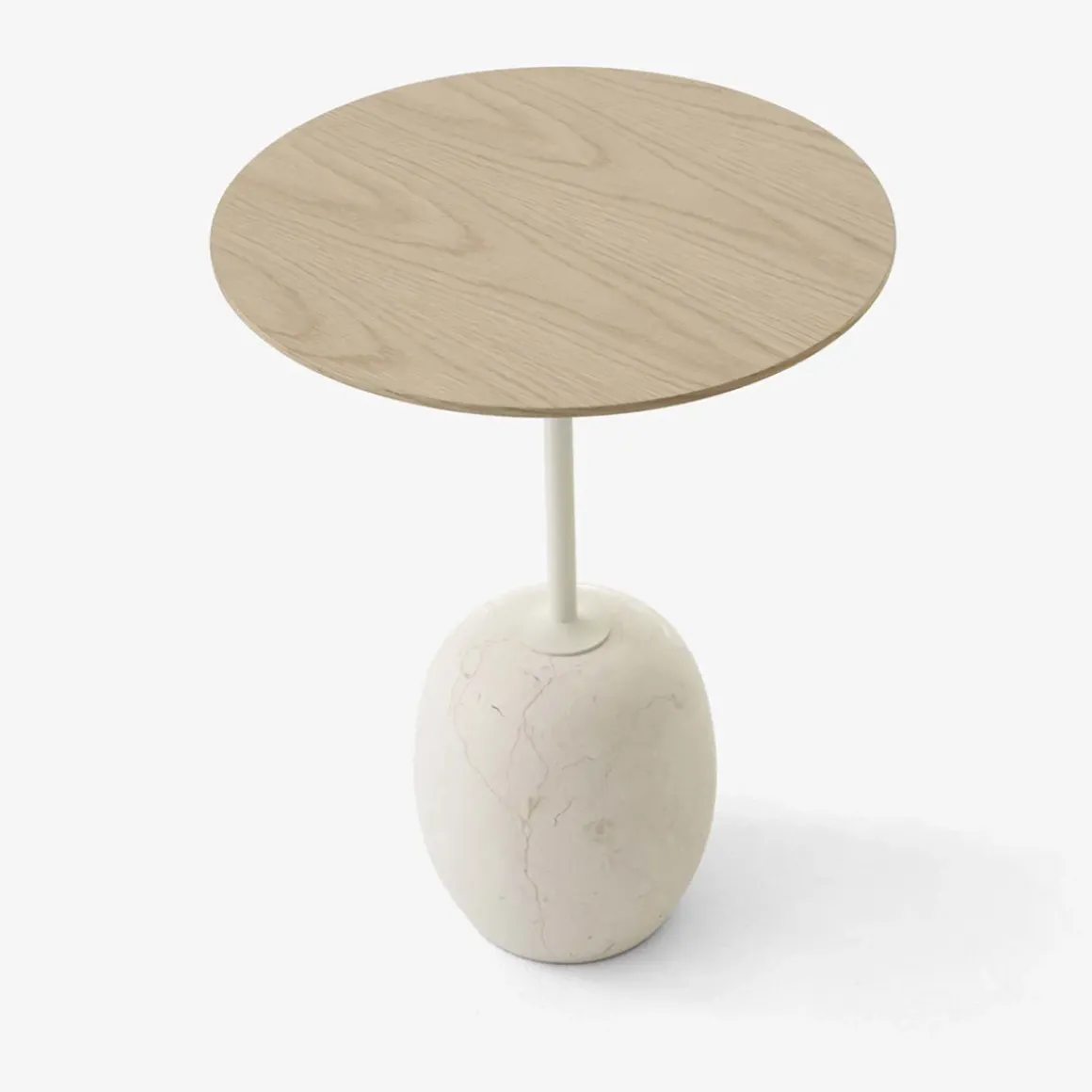 Table d'appoint Lato LN8 Chêne / Marbre Crema Diva - Ø 40 cm