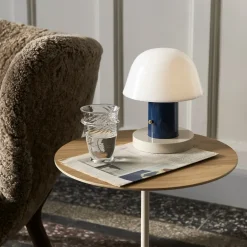 Table d'appoint Lato LN8 Chêne / Marbre Crema Diva - Ø 40 cm