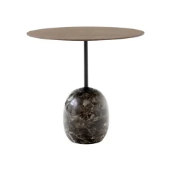 Table d'appoint Lato LN9 Noyer / Marbre Emparador - Ø 50 cm