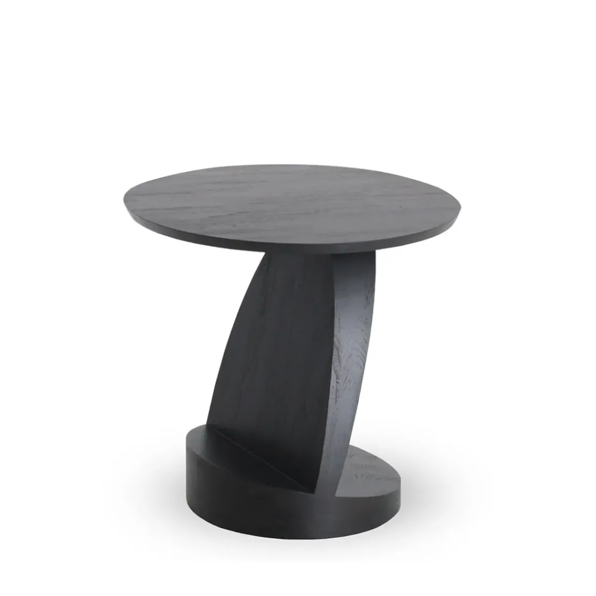 Table d'appoint Oblic en teck noir verni - Ø 52 cm