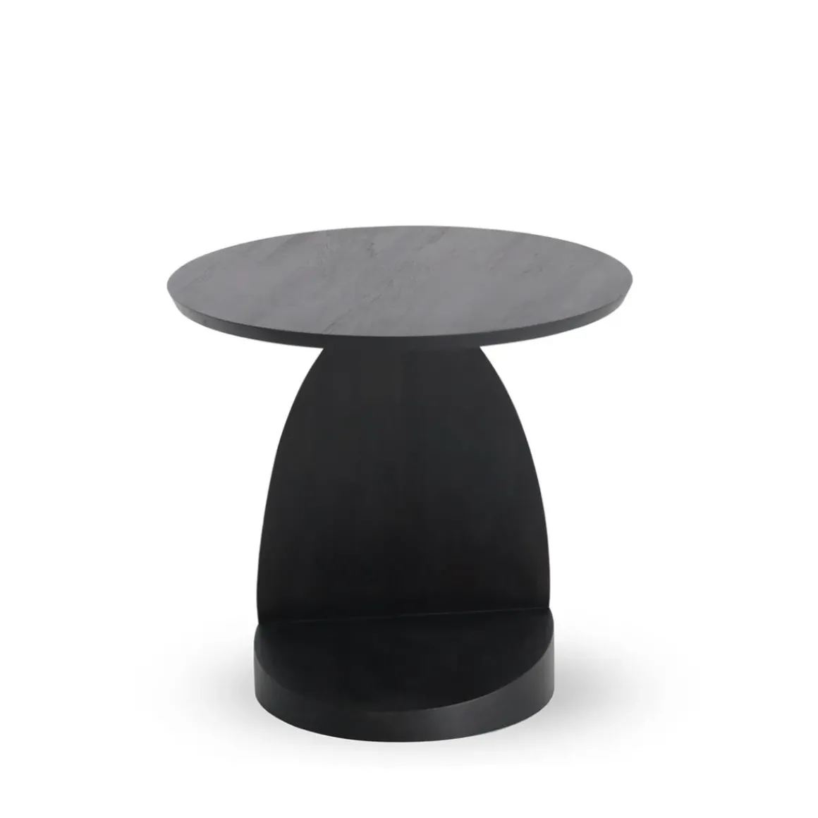 Table d'appoint Oblic en teck noir verni - Ø 52 cm