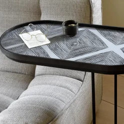 Table à plateau Oblong en métal et bois - L 69 cm