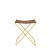 Tabouret Pliant Nola cuir et fer - 39 x 31 x 45 cm - Harvest Or