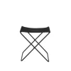 Tabouret Pliant Nola cuir et fer - 39 x 31 x 45 cm - Noir