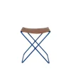 Tabouret Pliant Nola cuir et fer - 39 x 31 x 45 cm - Intense Bleu