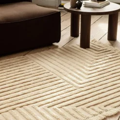 Tapis Crease en laine plissée - 140 x 200 cm - Sable clair