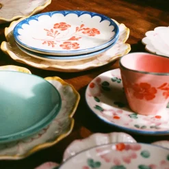 Tasse ovale Fleurs Oranges en céramique