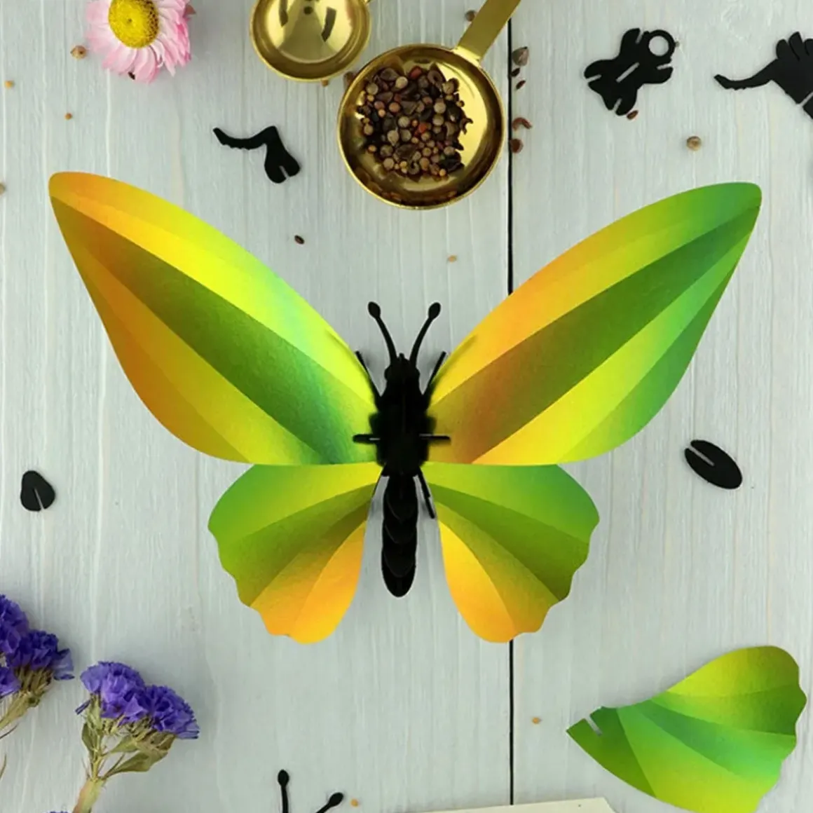 Trophée Origami Papillon Birdwing Vert Mangue