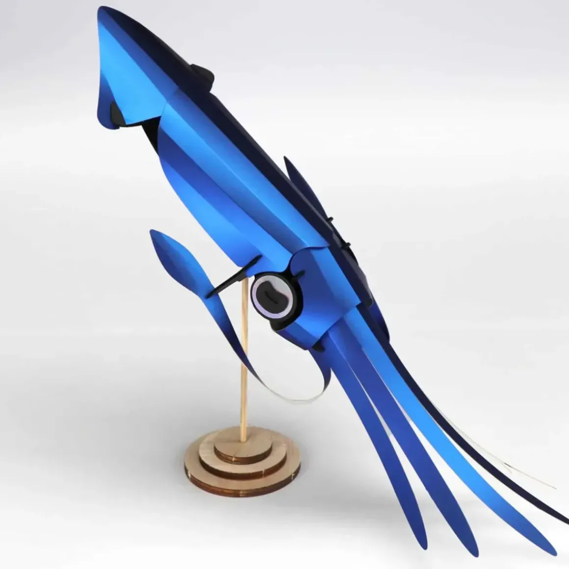 Trophée Origami Squid Cobalt Bleu Métallique
