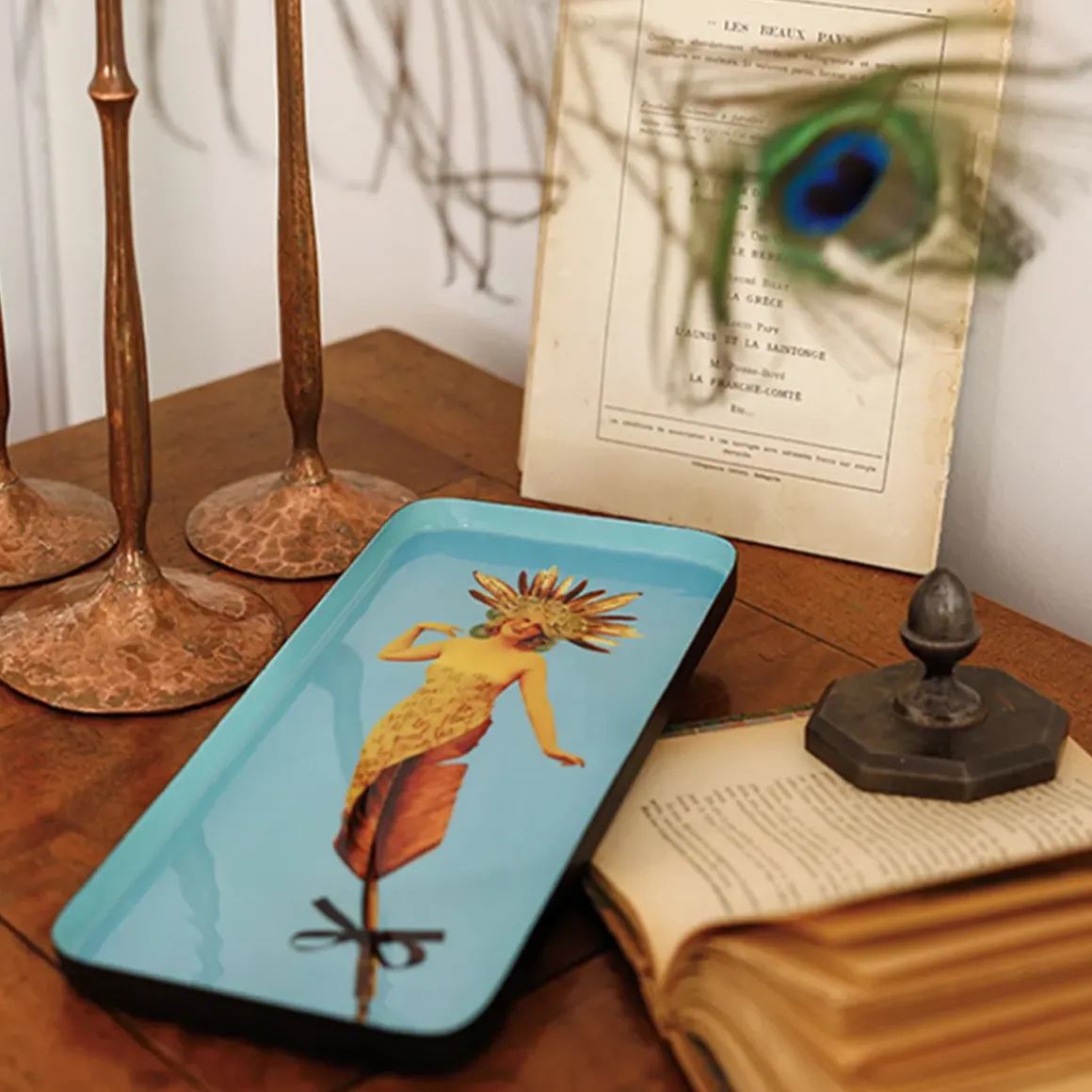 Vide-poche rectangulaire Poesy en fer - 12,5 × 28 cm